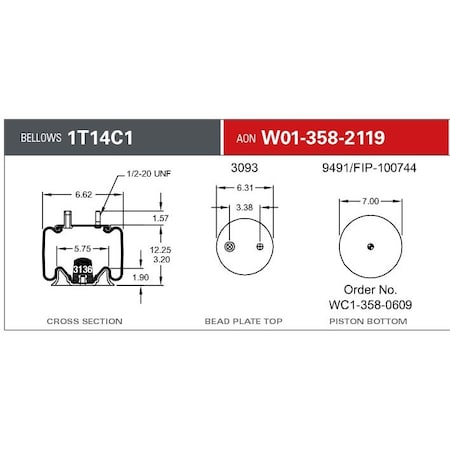 Firestone 1T14C1 RB 3/4CF 1/2ST PST, W013582119 W013582119